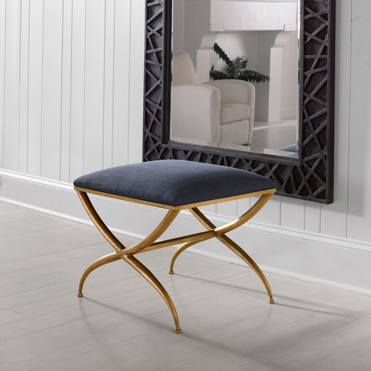 Crossing Small Bench, Navy - perfect for entryways or patios | Image 1 | InSTYLE Home & Rugs