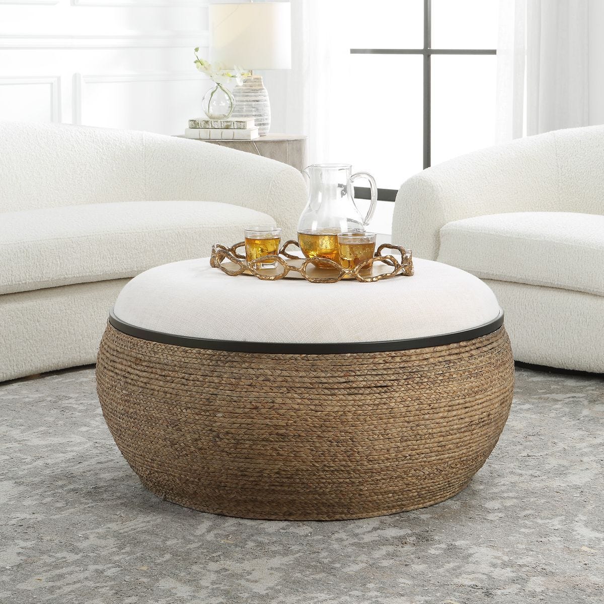 Island Ottoman, Large Round - comfortable ottoman for any room | Image 1 | InSTYLE Home & Rugs