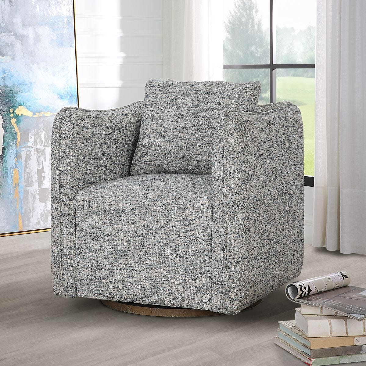Corben Swivel Chair, Blue - durable construction for long-lasting use | Image 1 | InSTYLE Home & Rugs