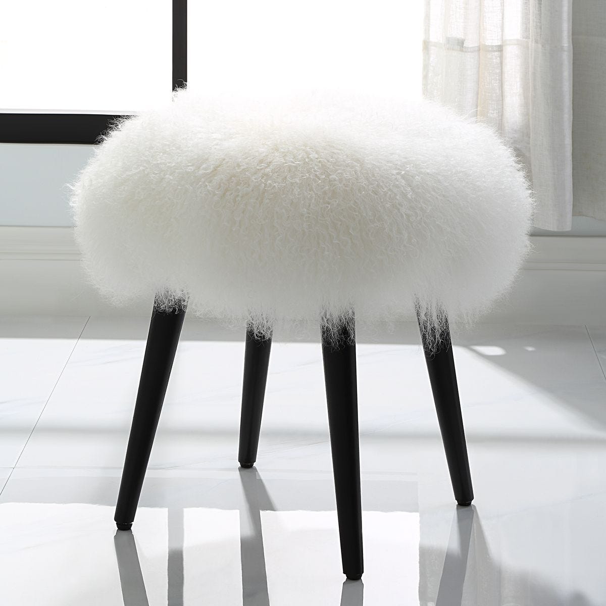 Wooly Accent Stool - available in various heights | Image 1 | InSTYLE Home & Rugs