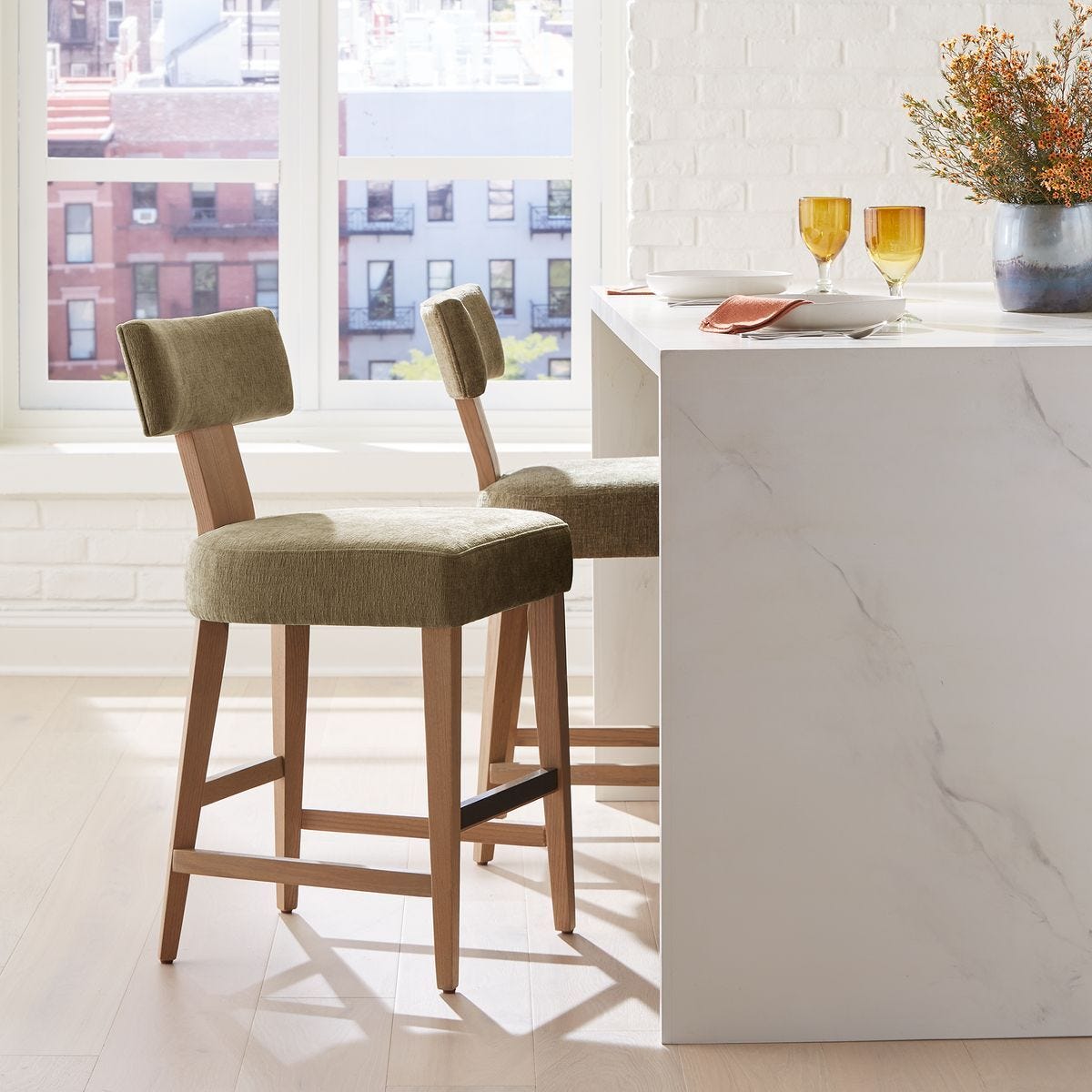 Elysian Counter Stool, Moss - sleek stools for kitchen bars | Image 1 | InSTYLE Home & Rugs
