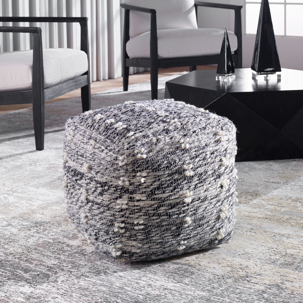 Narol Pouf - versatile pouf for extra seating or as a footrest | Image 1 | InSTYLE Home & Rugs
