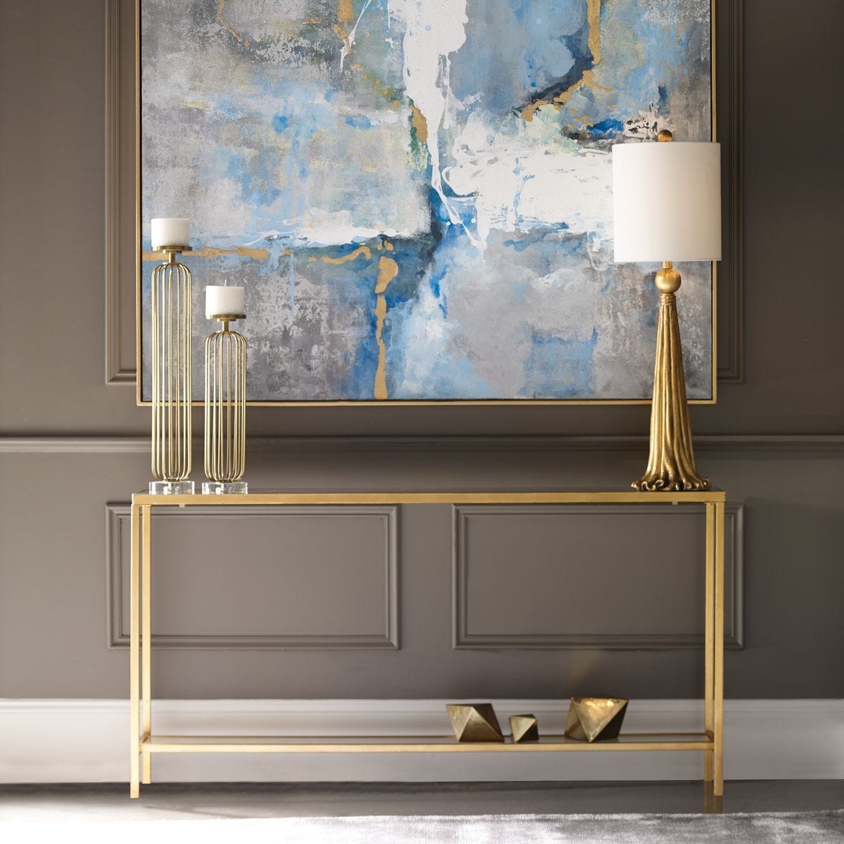Hayley Console Table, Gold - elegant console table for modern living room decor | Image 1 | InSTYLE Home & Rugs