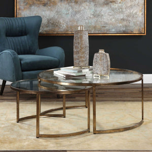 Rhea Nesting Coffee Tables, Gold, S/2 - functional centerpieces for homes | Image 7 | InSTYLE Home & Rugs