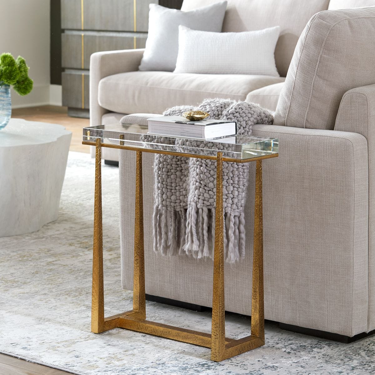 Midas Accent Table, Gold - chic accent table for contemporary home interiors | Image 1 | InSTYLE Home & Rugs