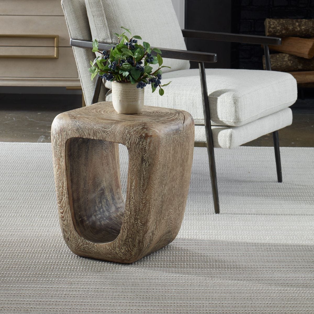 Loophole Accent Stool, Bleached Wash - available in various heights | Image 1 | InSTYLE Home & Rugs