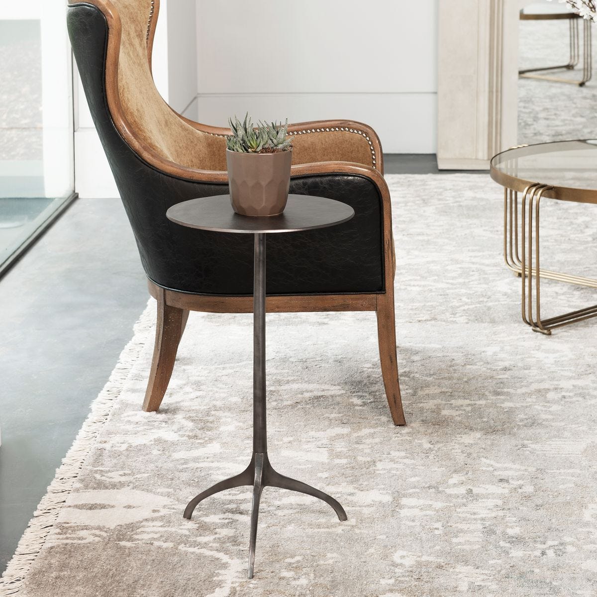 Beacon Accent Table, Nickel - small accent table with storage for a clutter-free space | Image 1 | InSTYLE Home & Rugs