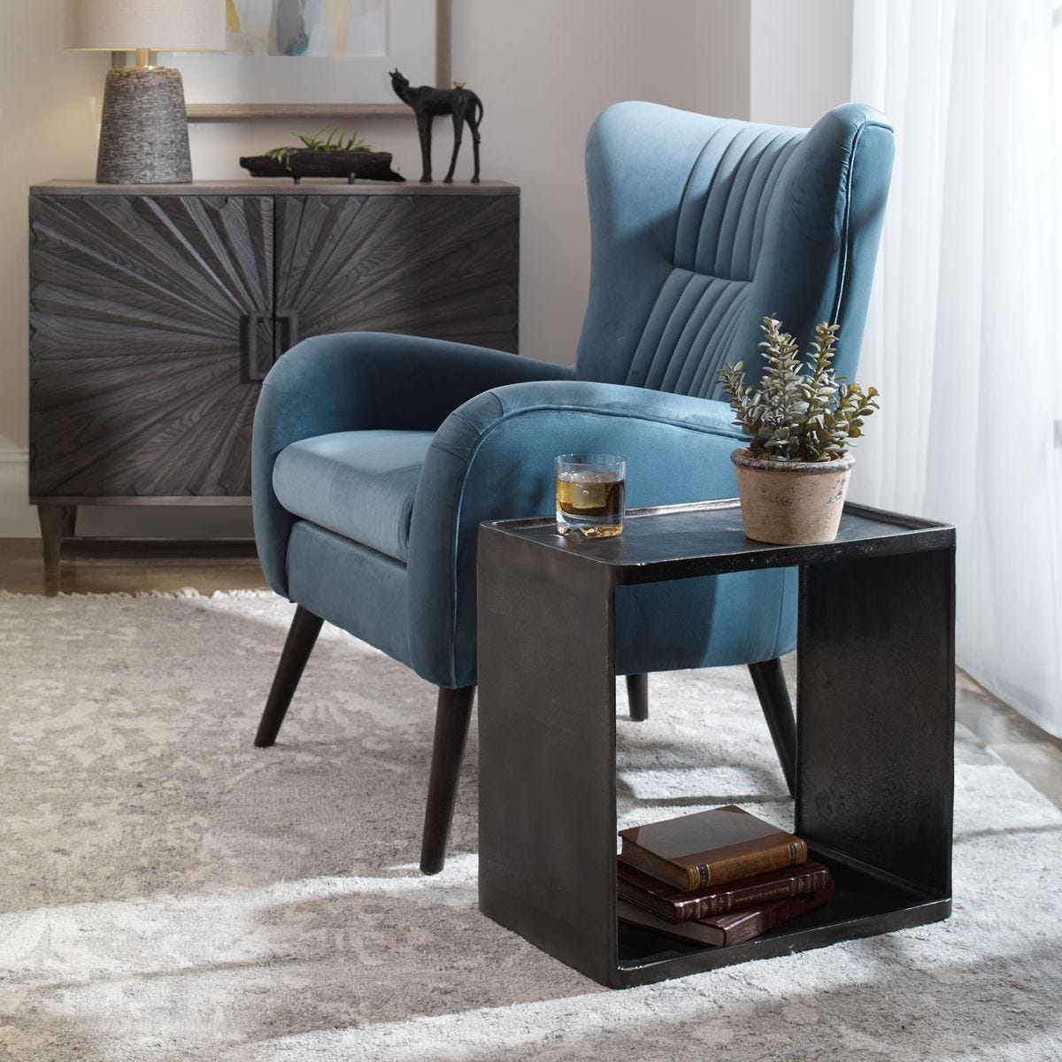 Derwent Side Table, Dark Nickel - perfect for holding drinks, lamps, and other essentials | Image 1 | InSTYLE Home & Rugs