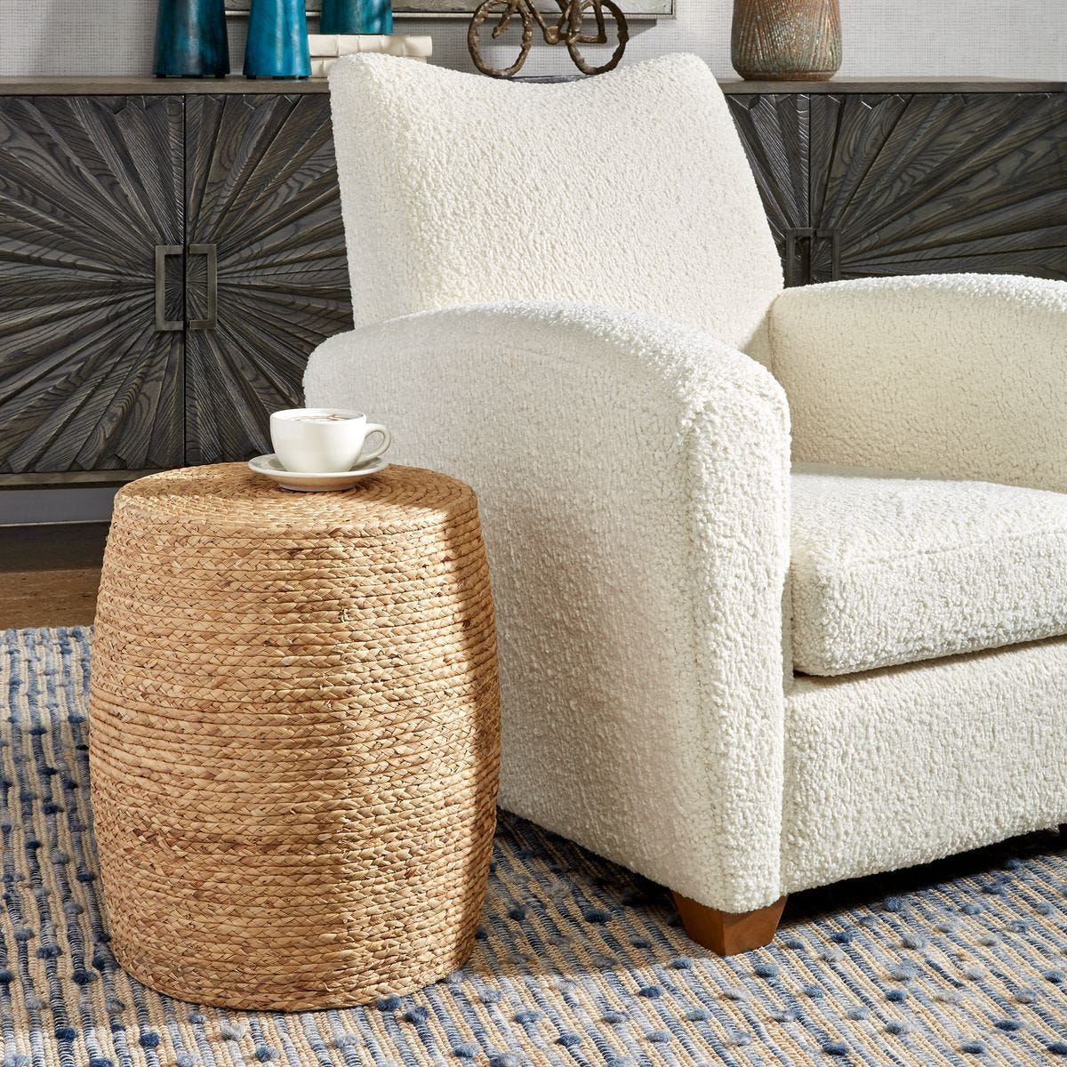Resort Accent Stool, Natural - compact and stylish design | Image 1 | InSTYLE Home & Rugs