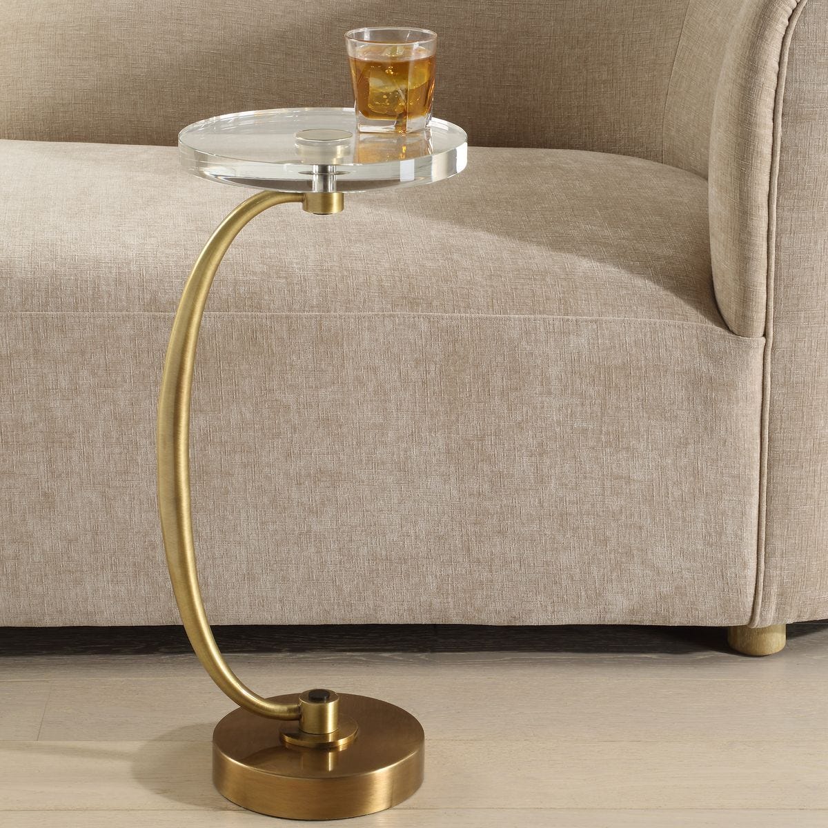 Waveney Drink Table, Brass - contemporary end table for sofas | Image 1 | InSTYLE Home & Rugs