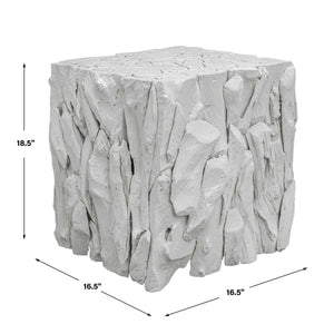 Teak Root Bunching Cube, White - accent tables for living rooms | Image 6 | InSTYLE Home & Rugs