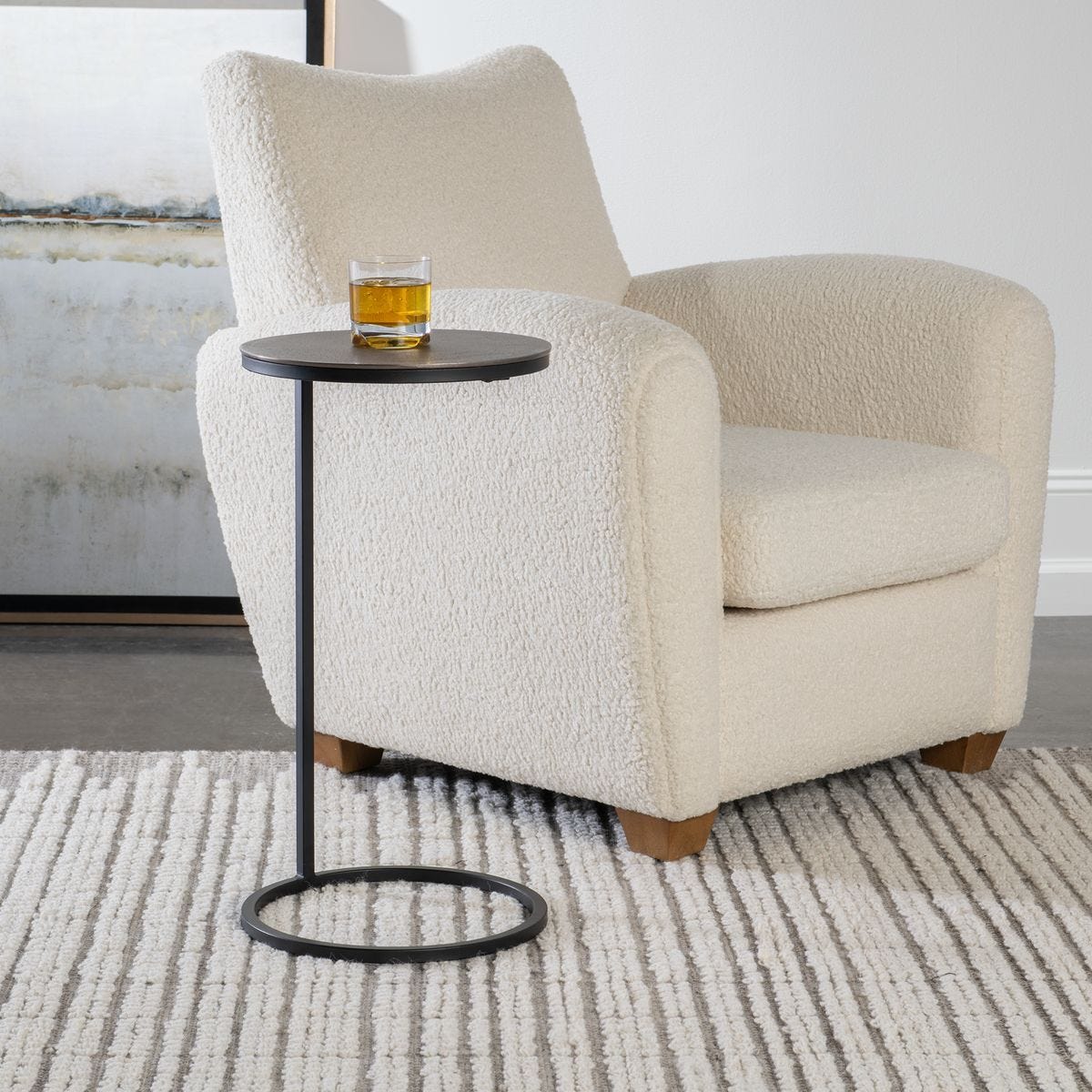 Brunei Accent Table, Nickel - chic accent table for contemporary home interiors | Image 1 | InSTYLE Home & Rugs