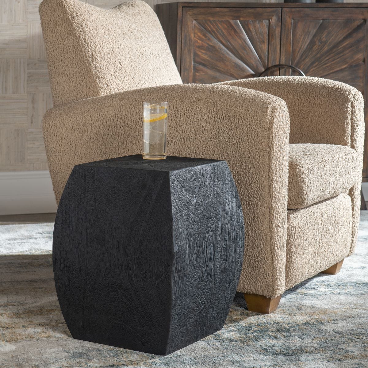 Grove Accent Stool, Black - perfect for small spaces | Image 1 | InSTYLE Home & Rugs