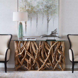 Teak Wood Console - elegant console table for modern living room decor | Image 1 | InSTYLE Home & Rugs