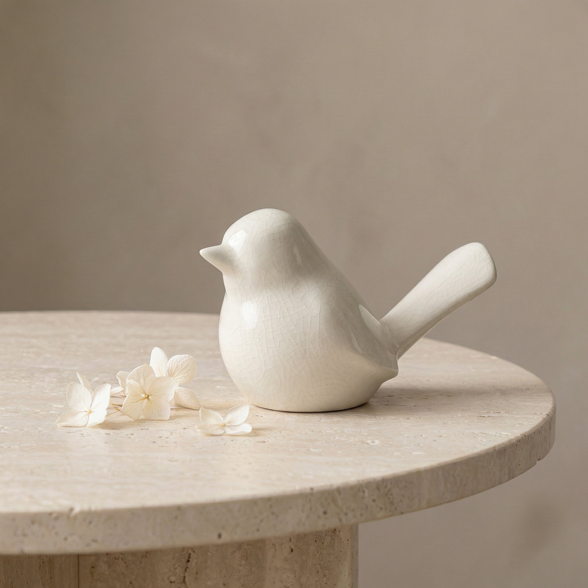 Lilo White Crackle Ceramic Bird Decor Sculpture - stylish decor pieces to elevate any room’s ambiance | Image 2 | InSTYLE Home & Rugs