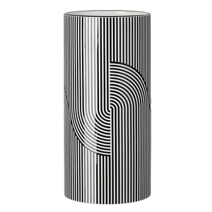 Monochrome Linear Curve Ceramic 12 Inch Tall Cylinder Vase - elegant vase for adding a touch of style to any room | Image 1 | InSTYLE Home & Rugs
