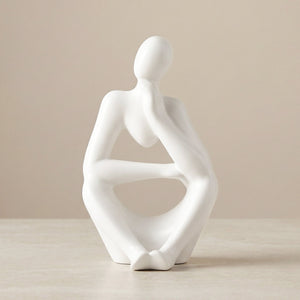 Pensive Matte White 7 Inch Tall Ceramic Figure - | Image 2 | InSTYLE Home & Rugs
