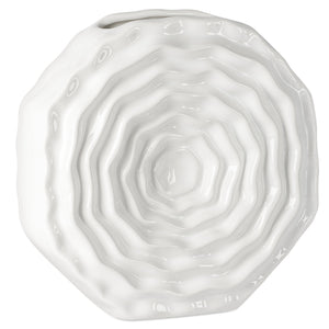Rosette Bloom 8 Inch Tall White Ceramic Disc Vase - modern vase with sleek design for floral arrangements | Image 1 | InSTYLE Home & Rugs
