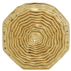 Rosette Bloom 8 Inch Tall Gold Ceramic Disc Vase - elegant vase for adding a touch of style to any room | Image 3 | InSTYLE Home & Rugs