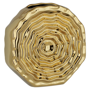Rosette Bloom 8 Inch Tall Gold Ceramic Disc Vase - elegant vase for adding a touch of style to any room | Image 1 | InSTYLE Home & Rugs