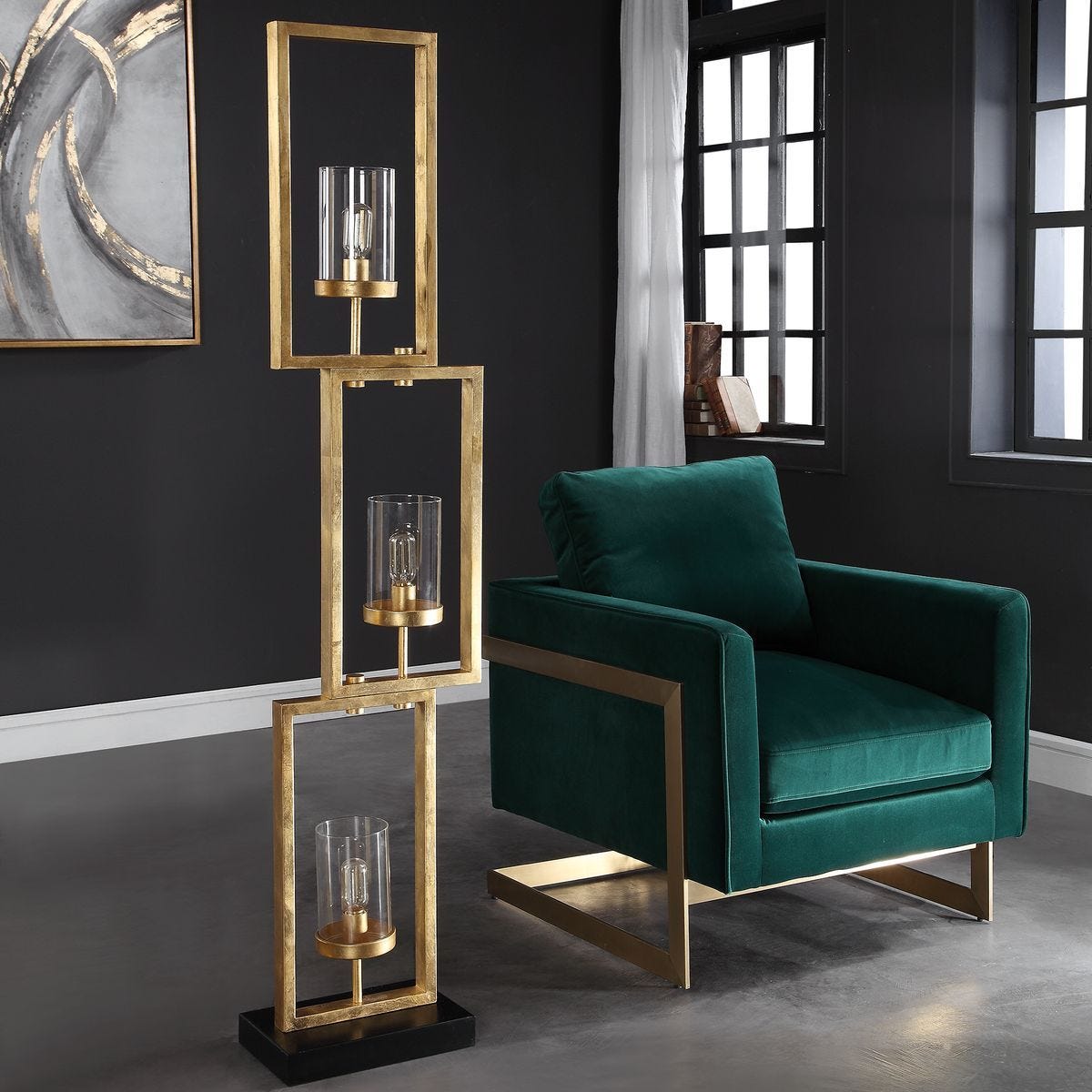 Cielo Floor Lamp, Gold - versatile lighting lamps for any interior style | Image 1 | InSTYLE Home & Rugs