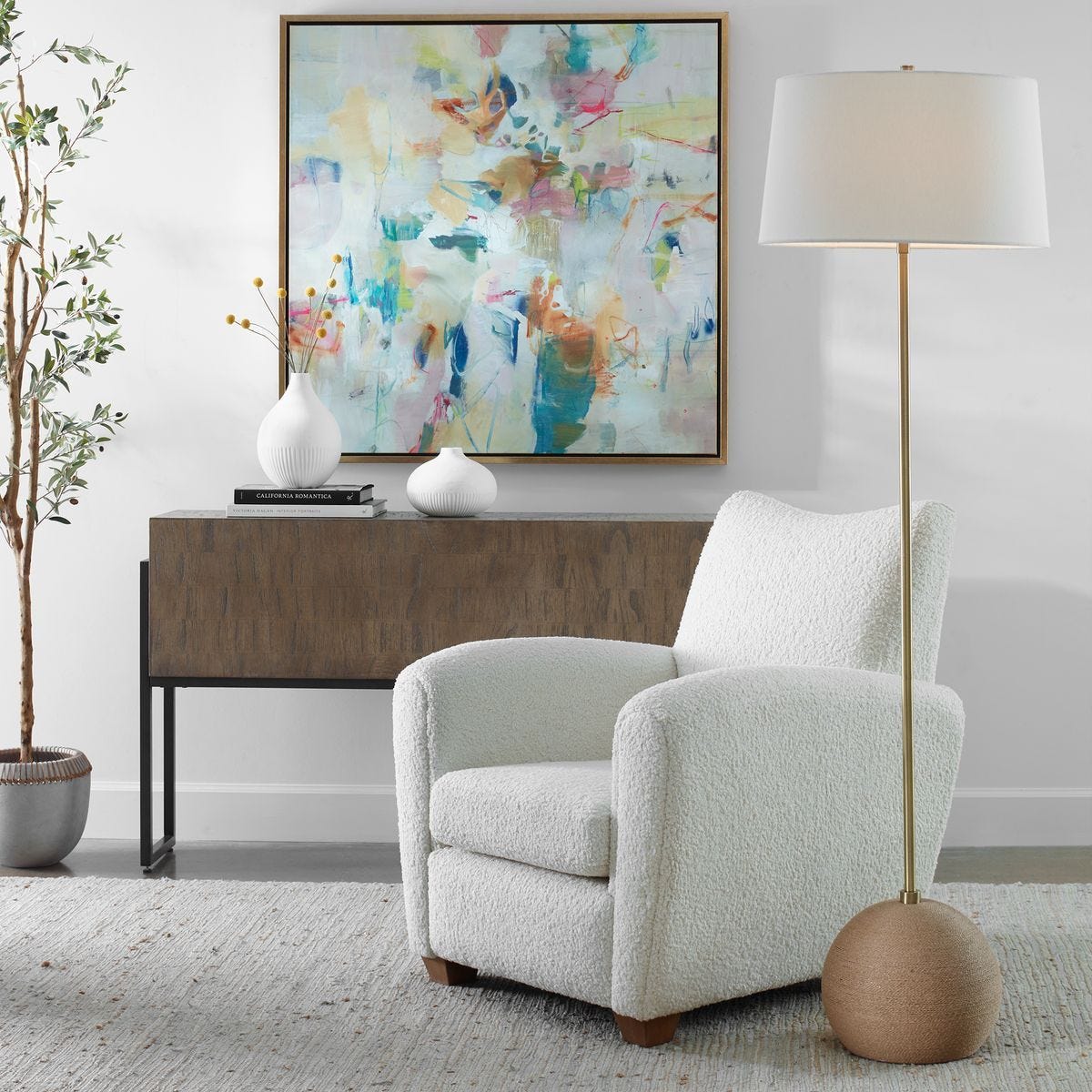 Captiva Floor Lamp, Brass - perfect lighting for modern homes | Image 1 | InSTYLE Home & Rugs