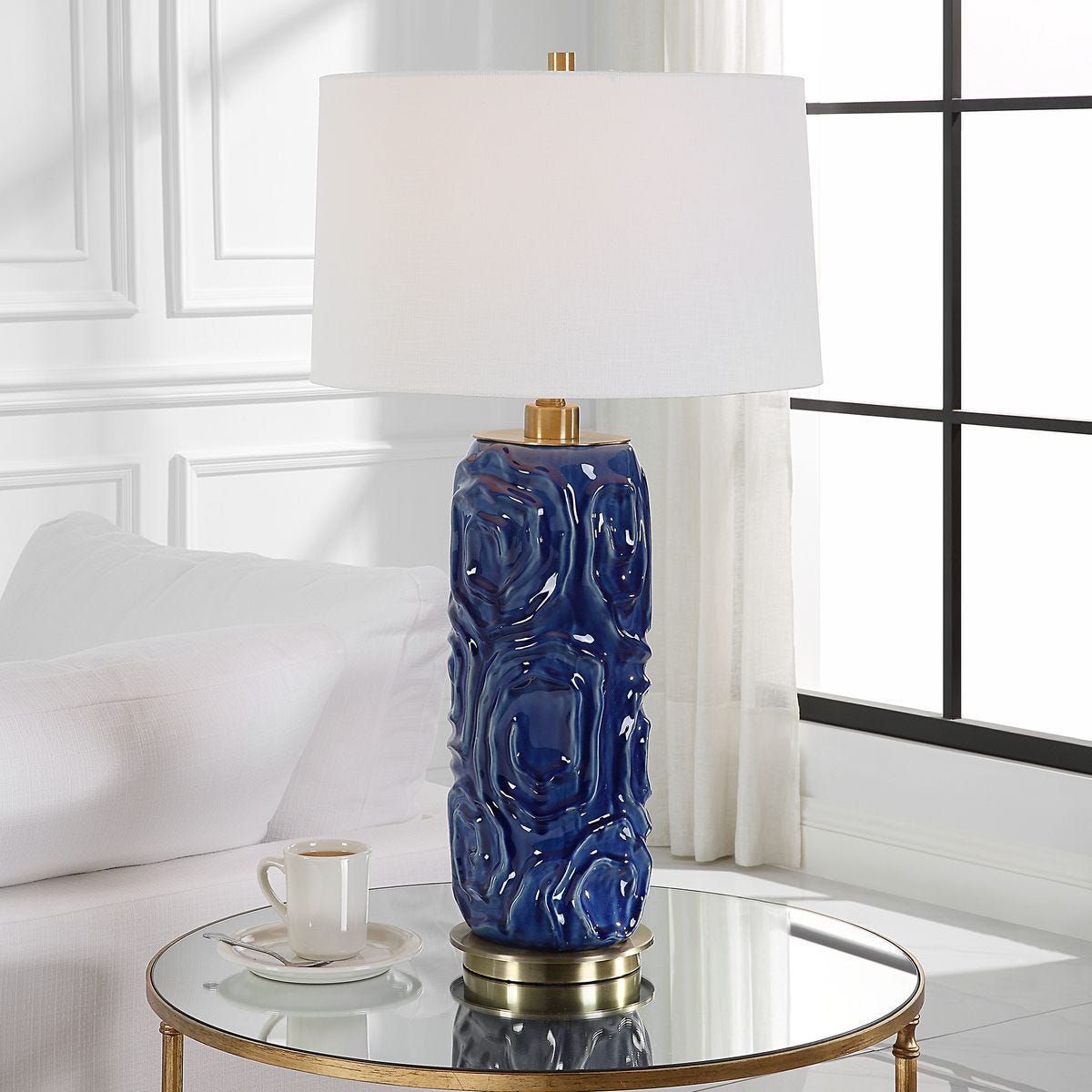 Zade Table Lamp, Blue - contemporary lamps for stylish lighting solutions | Image 1 | InSTYLE Home & Rugs