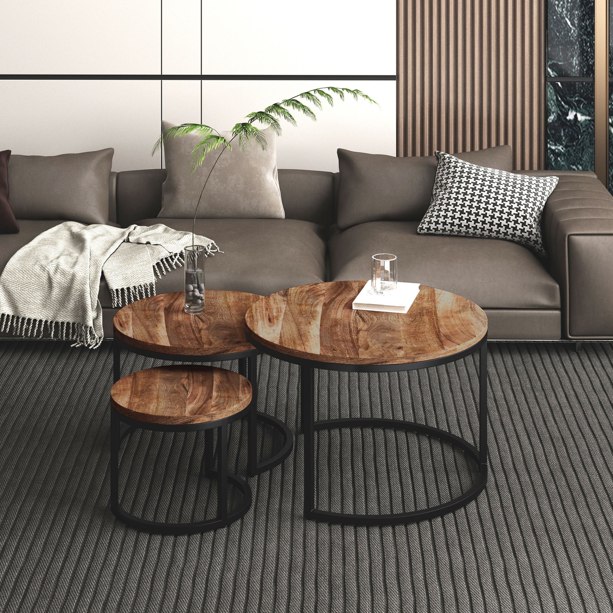 Darsh 3pc Round Coffee Table Set - stylish tables for living rooms | Image 2 | InSTYLE Home & Rugs