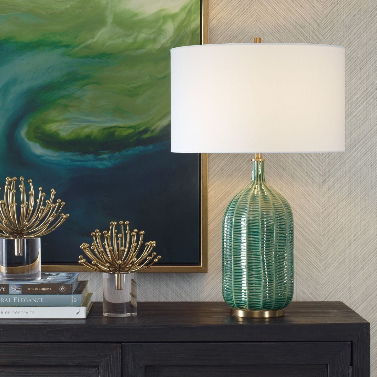 Bixby Green Table Lamp - stylish lamp for bedside tables | Image 1 | InSTYLE Home & Rugs