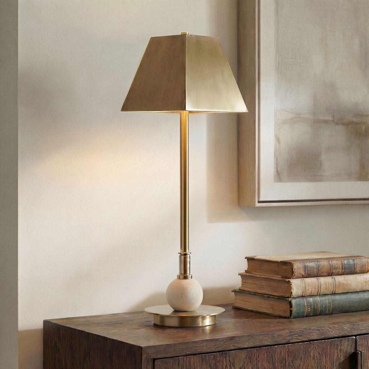Nichols Rechargable Accent Lamp, Travertine - elegant lamps to enhance your room ambiance | Image 1 | InSTYLE Home & Rugs