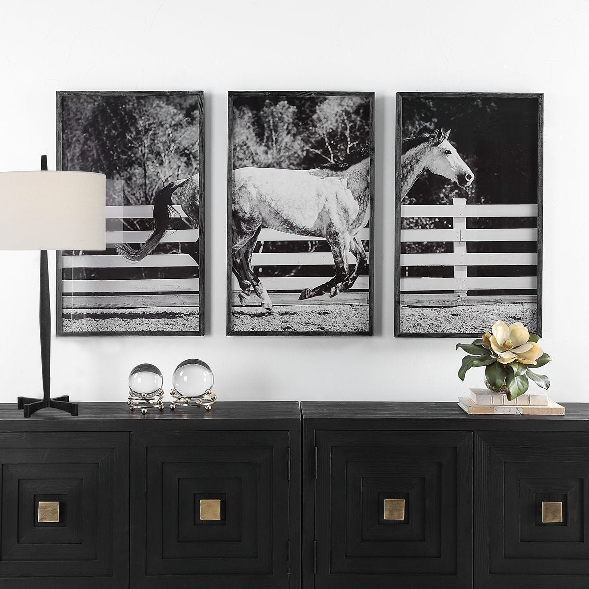 Galloping Forward Framed Prints, S/3 - timeless artwork that brings character to any space | Image 1 | InSTYLE Home & Rugs