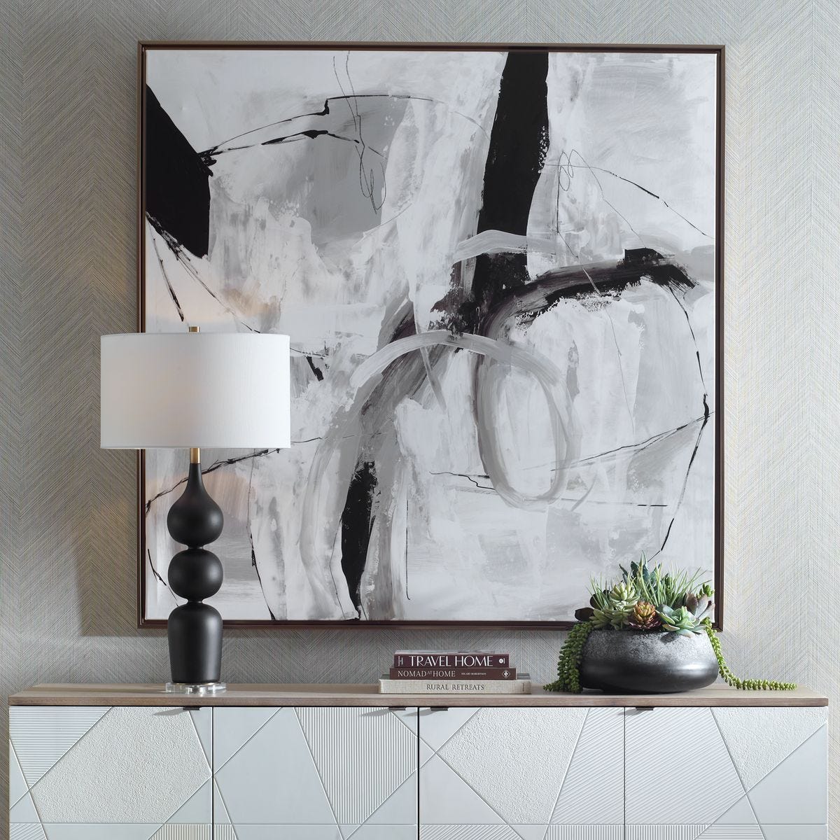 Looping Eternity Framed Canvas - bold and creative art for unique interior décor | Image 1 | InSTYLE Home & Rugs
