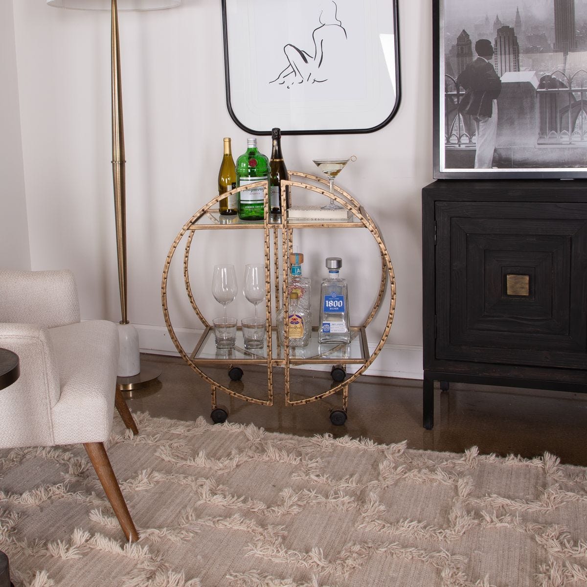 Zelina Bar Cart - compact bar cart for small spaces and home entertainment | Image 2 | InSTYLE Home & Rugs