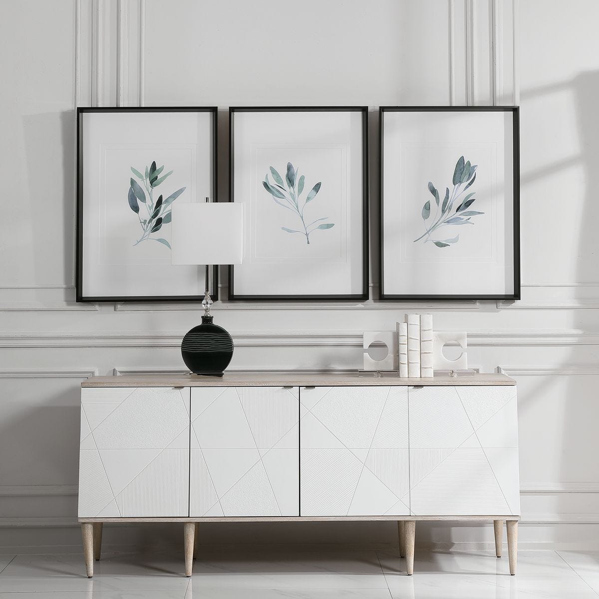Simple Sage Framed Prints, S/3 - bold and creative art for unique interior décor | Image 1 | InSTYLE Home & Rugs