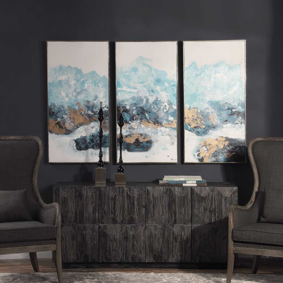 Crashing Waves Hand Painted Canvases, S/3 - bold and creative art for unique interior décor | Image 1 | InSTYLE Home & Rugs