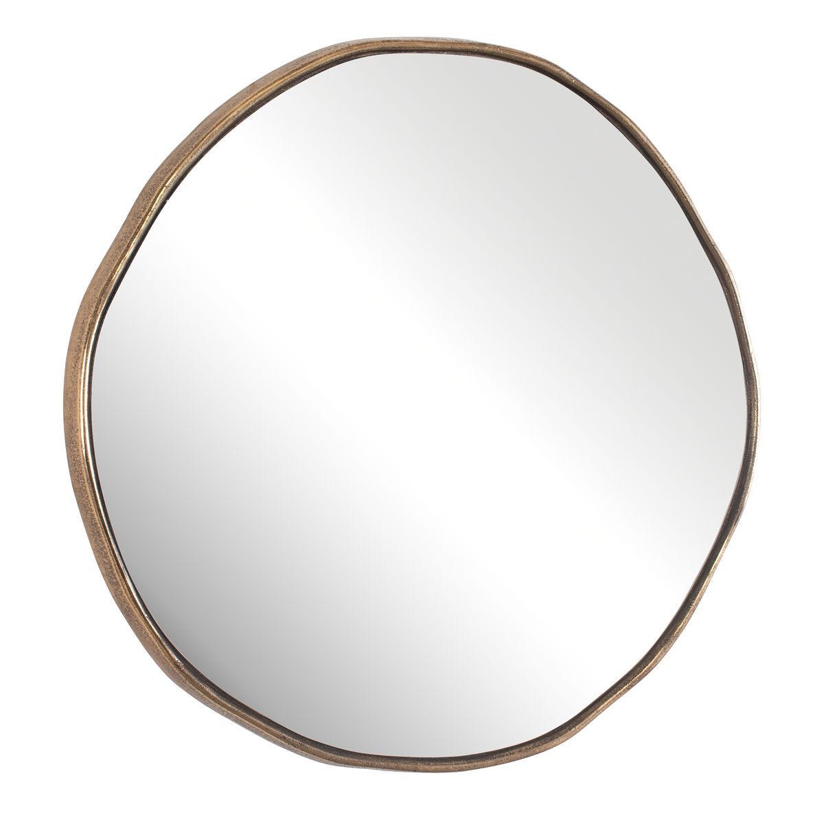 Lowen Round Mirror, Brass - modern mirror with sleek design for contemporary interiors | Image 2 | InSTYLE Home & Rugs