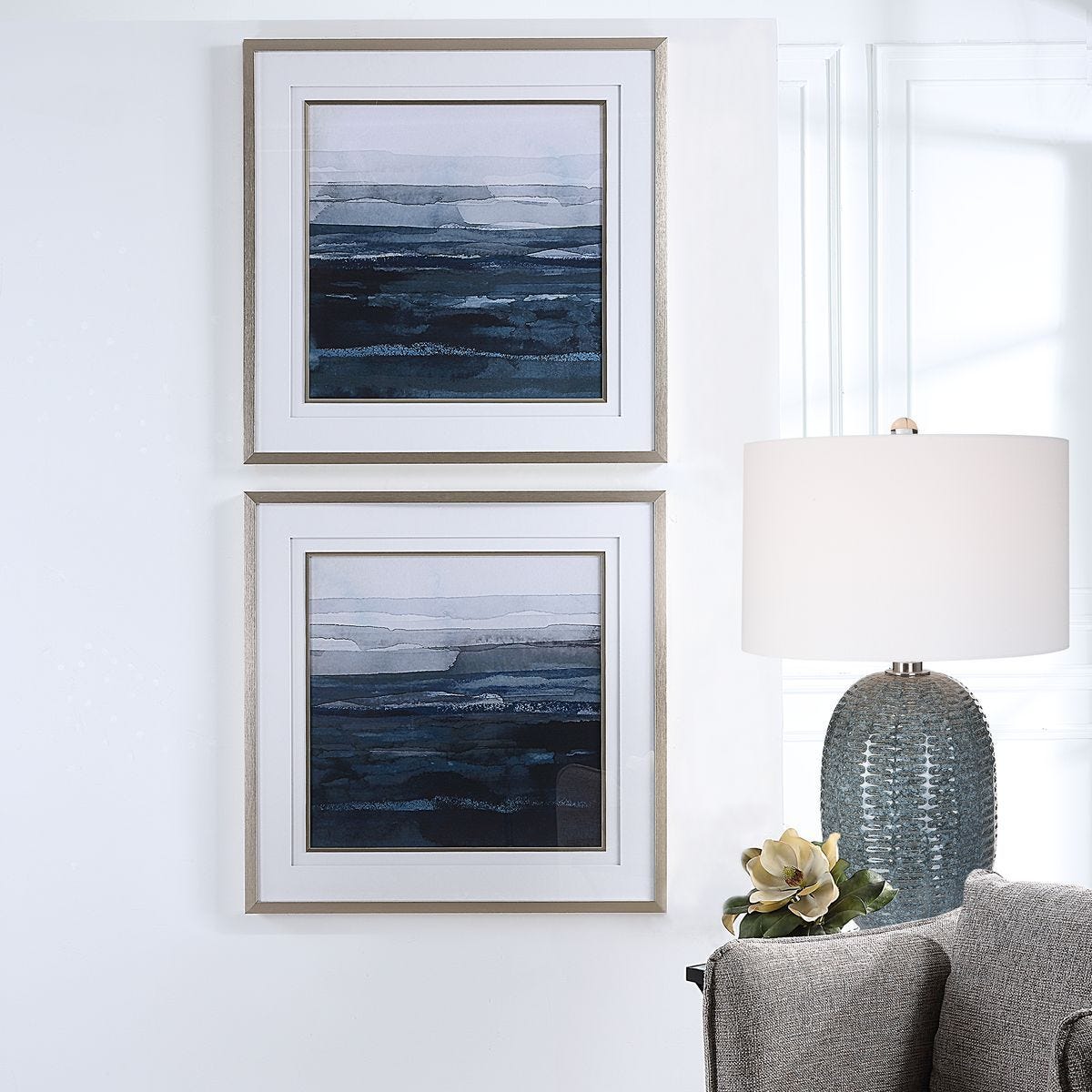 Rising Blue Framed Prints, S/2 - eye-catching art pieces to enhance your home design | Image 1 | InSTYLE Home & Rugs