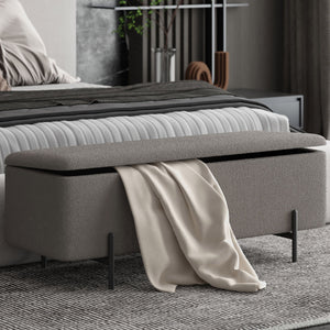 Erzo Storage Ottoman Bench - chic ottomans for living rooms | Image 3 | InSTYLE Home & Rugs