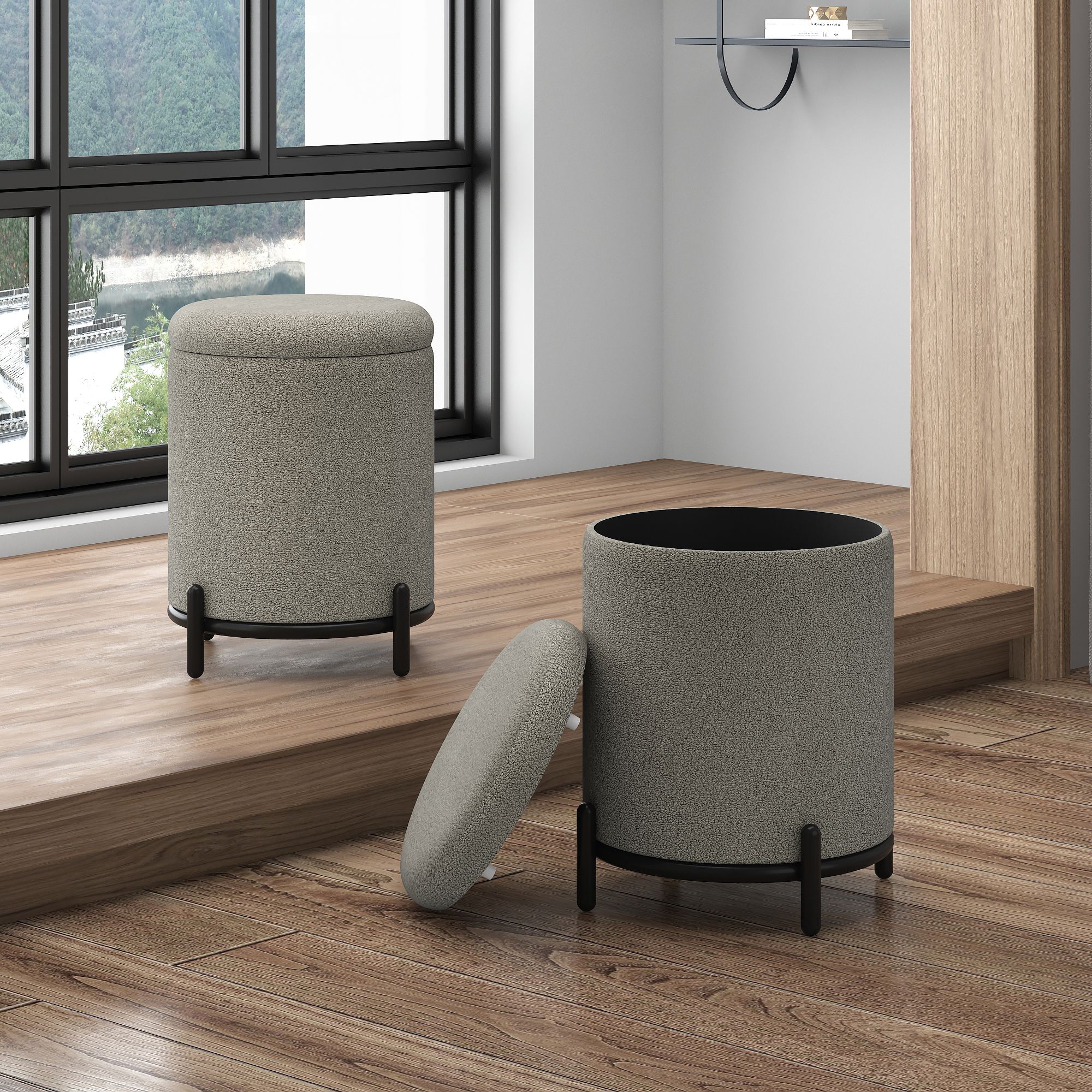 Castor Round Storage Ottoman - perfect footrests with style | Image 2 | InSTYLE Home & Rugs