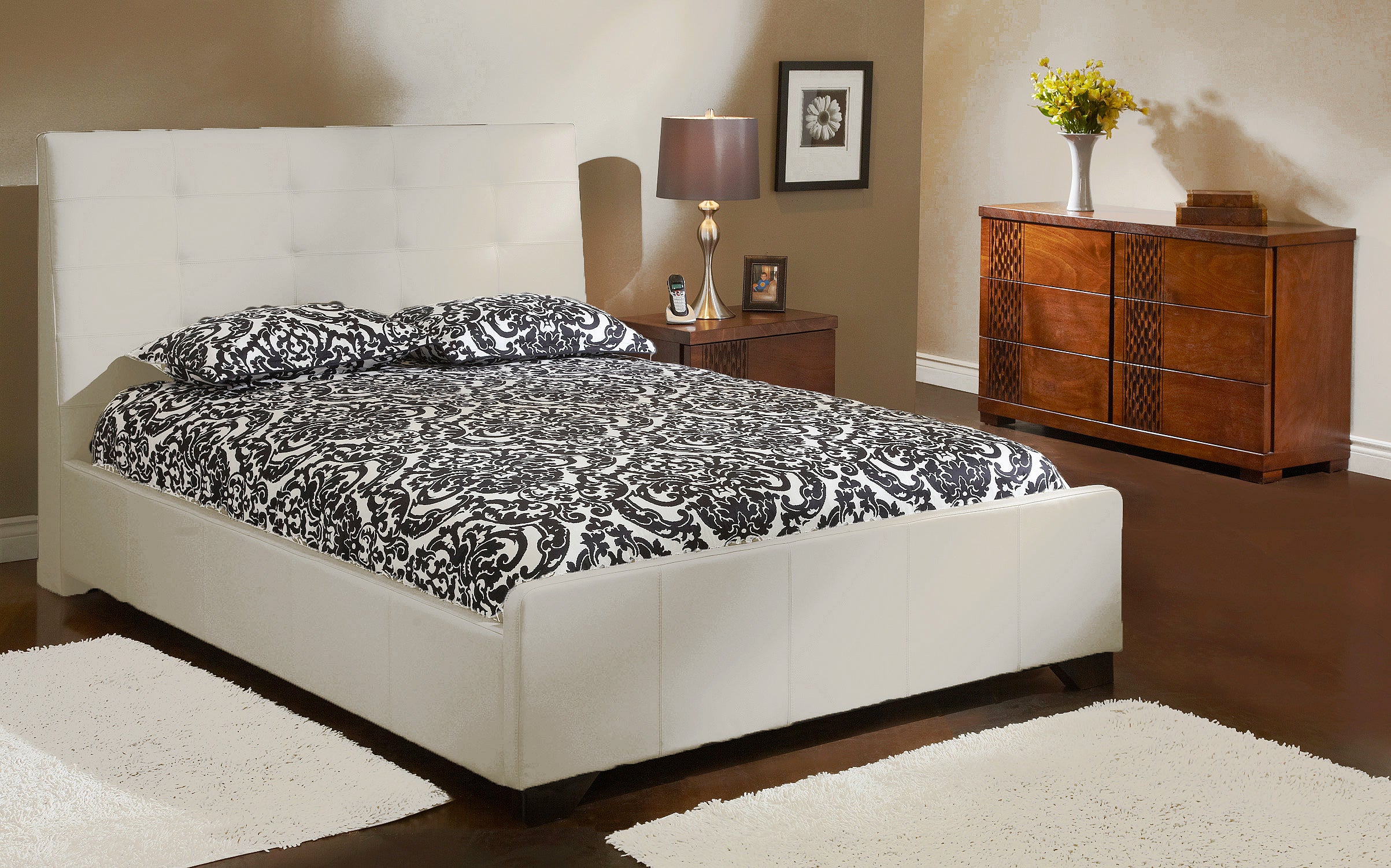 Elysia Genuine Leather King Bed in Toronto | Polar White