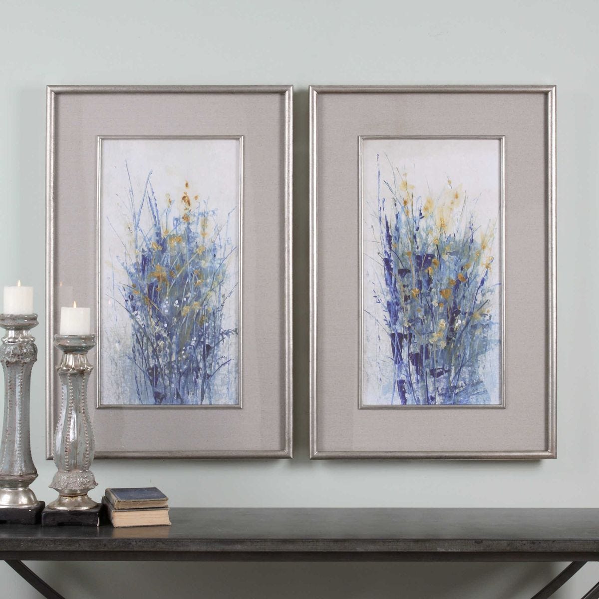 Indigo Florals Framed Prints, S/2 - eye-catching art pieces to enhance your home design | Image 1 | InSTYLE Home & Rugs