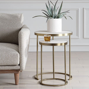 Aragon Nesting Tables, S/2, White - accent tables for living rooms | Image 3 | InSTYLE Home & Rugs