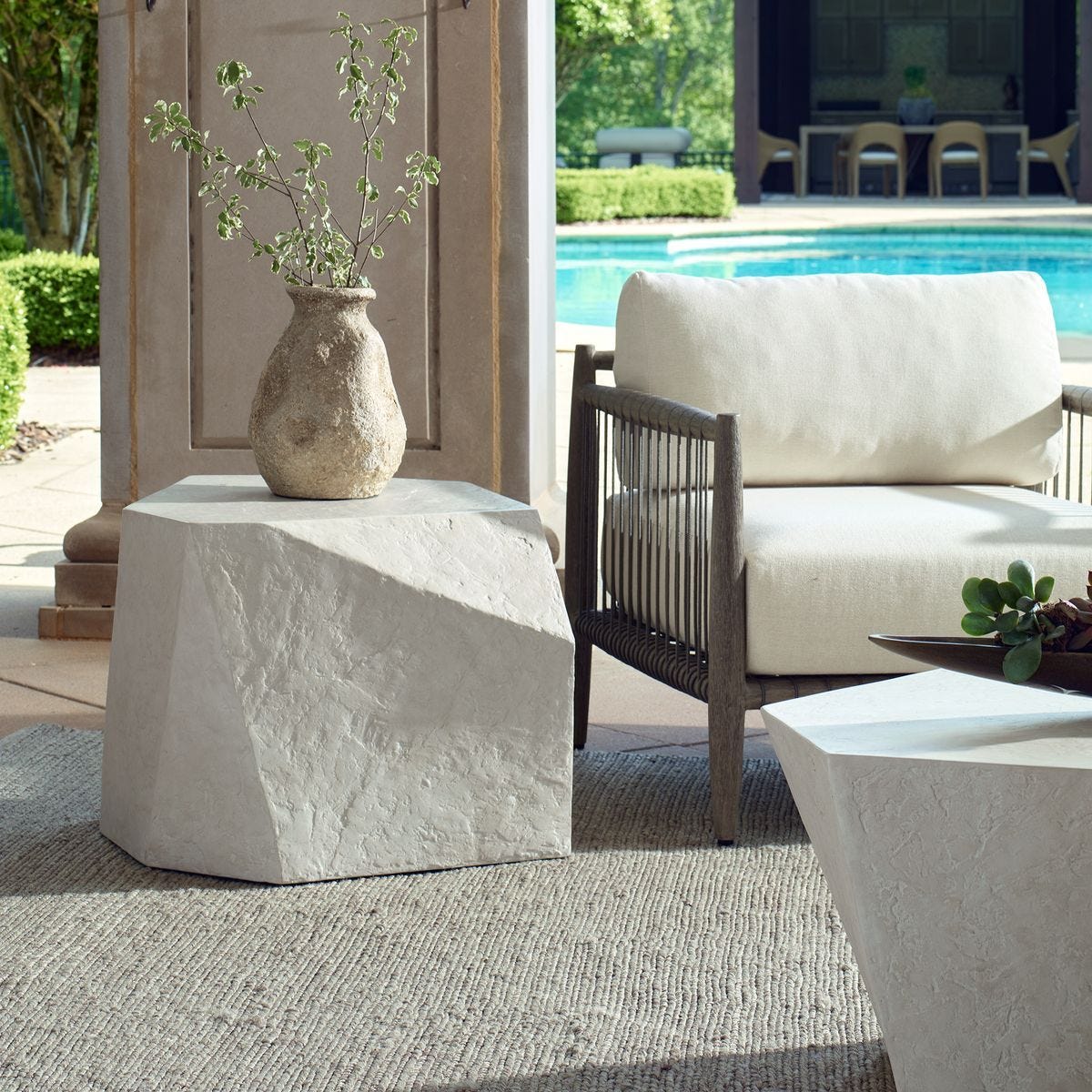 Parra Indoor-Outdoor Side Table, Limestone - available in a variety of materials and styles | Image 1 | InSTYLE Home & Rugs