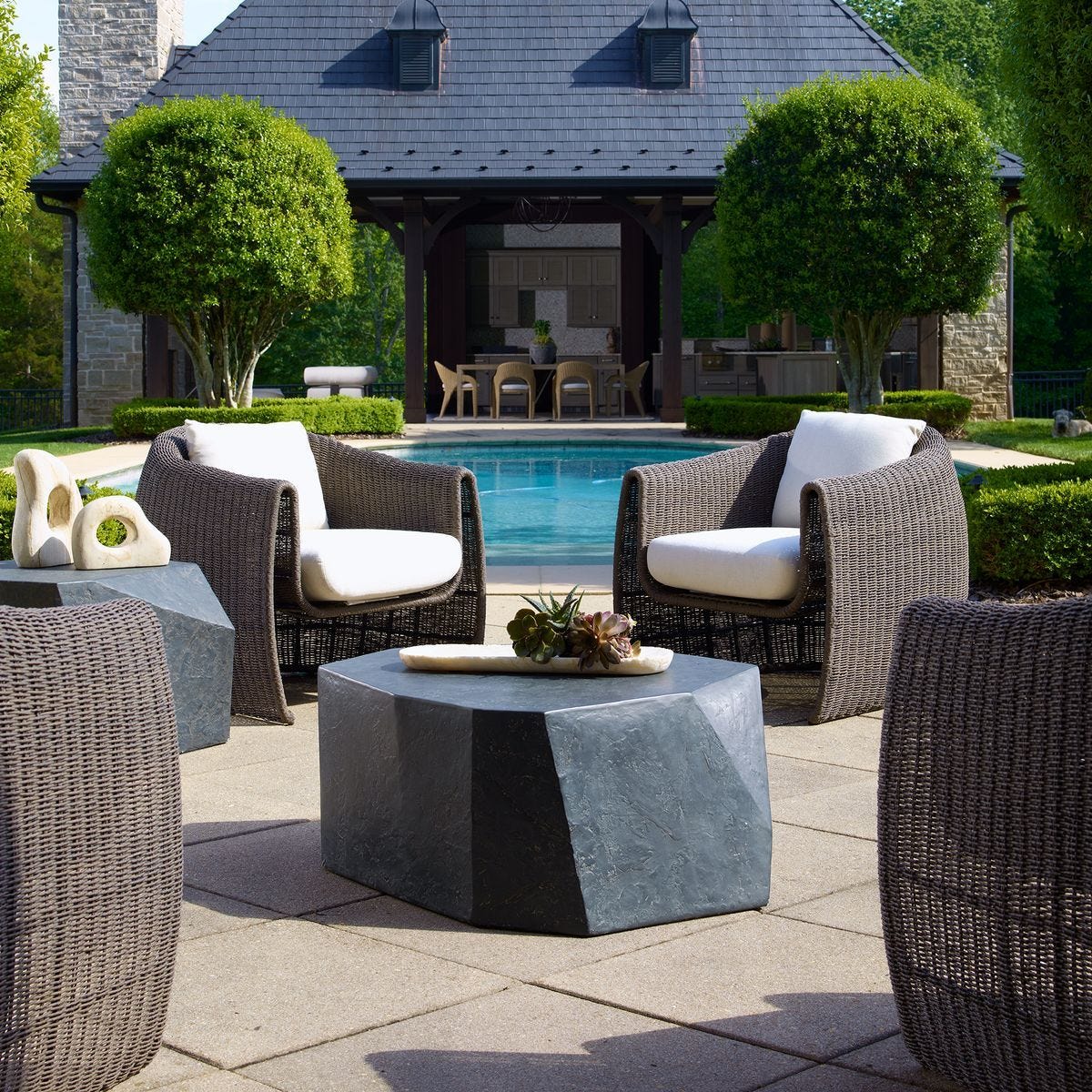 Parra Indoor-Outdoor Coffee Table, Slate - stylish tables for living rooms | Image 1 | InSTYLE Home & Rugs
