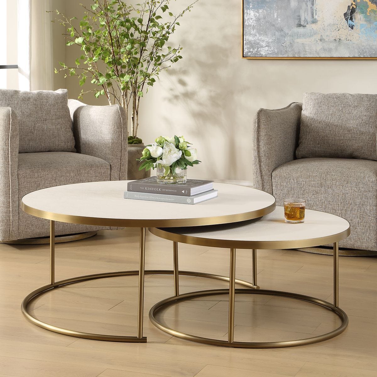 Aragon Nesting Coffee Tables, S/2, White - modern design for any room | Image 1 | InSTYLE Home & Rugs