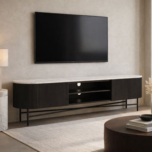 Reyna Media Cabinet, 71" - versatile media cabinet with doors to hide cables and clutter | Image 3 | InSTYLE Home & Rugs