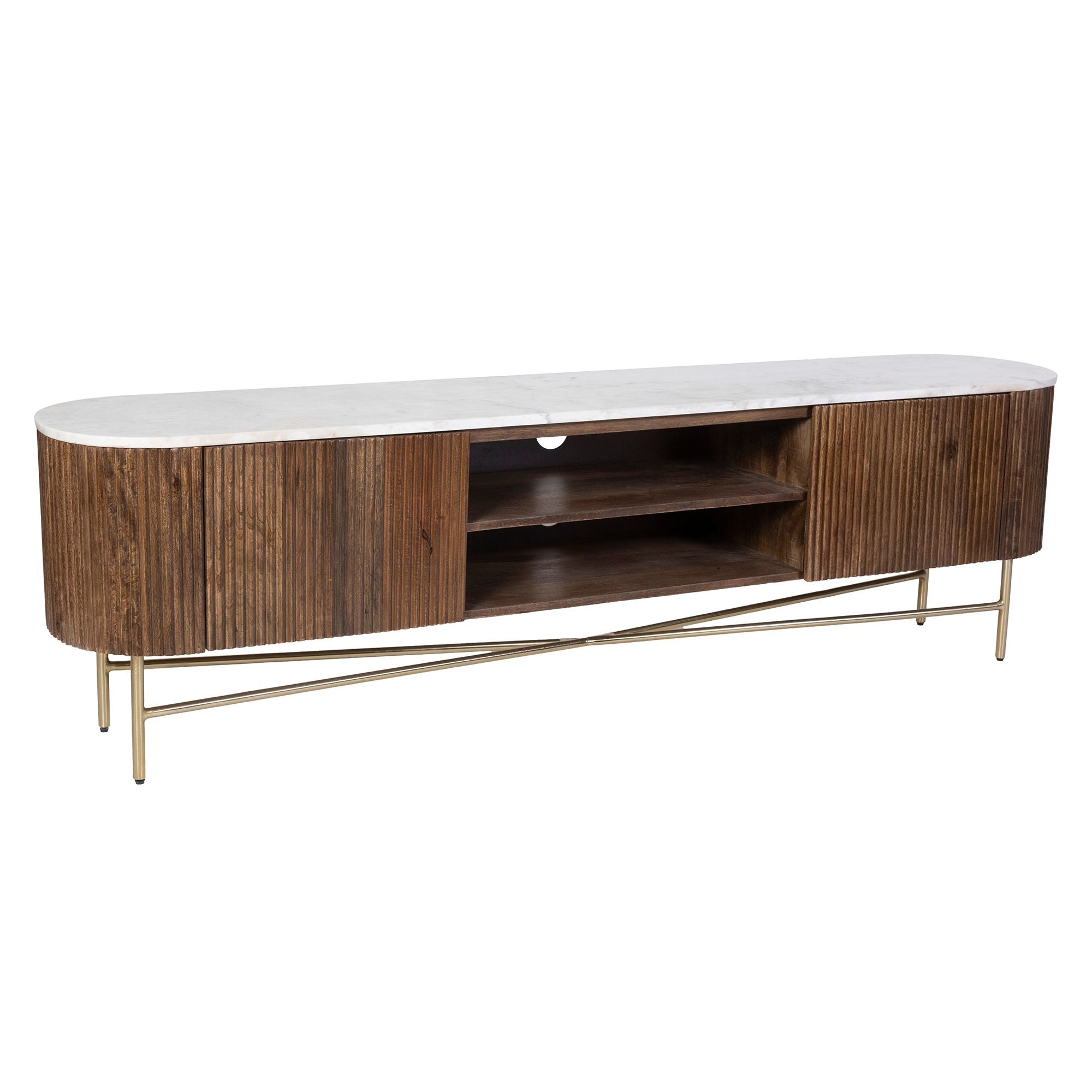 Reyna Media Cabinet, 71" - versatile media cabinet with doors to hide cables and clutter | Image 2 | InSTYLE Home & Rugs
