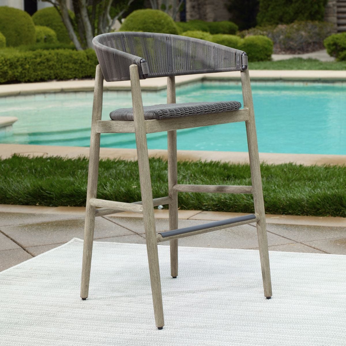 Dermott Outdoor Bar Stool - comfortable bar stool with ergonomic design for long-lasting use | Image 1 | InSTYLE Home & Rugs
