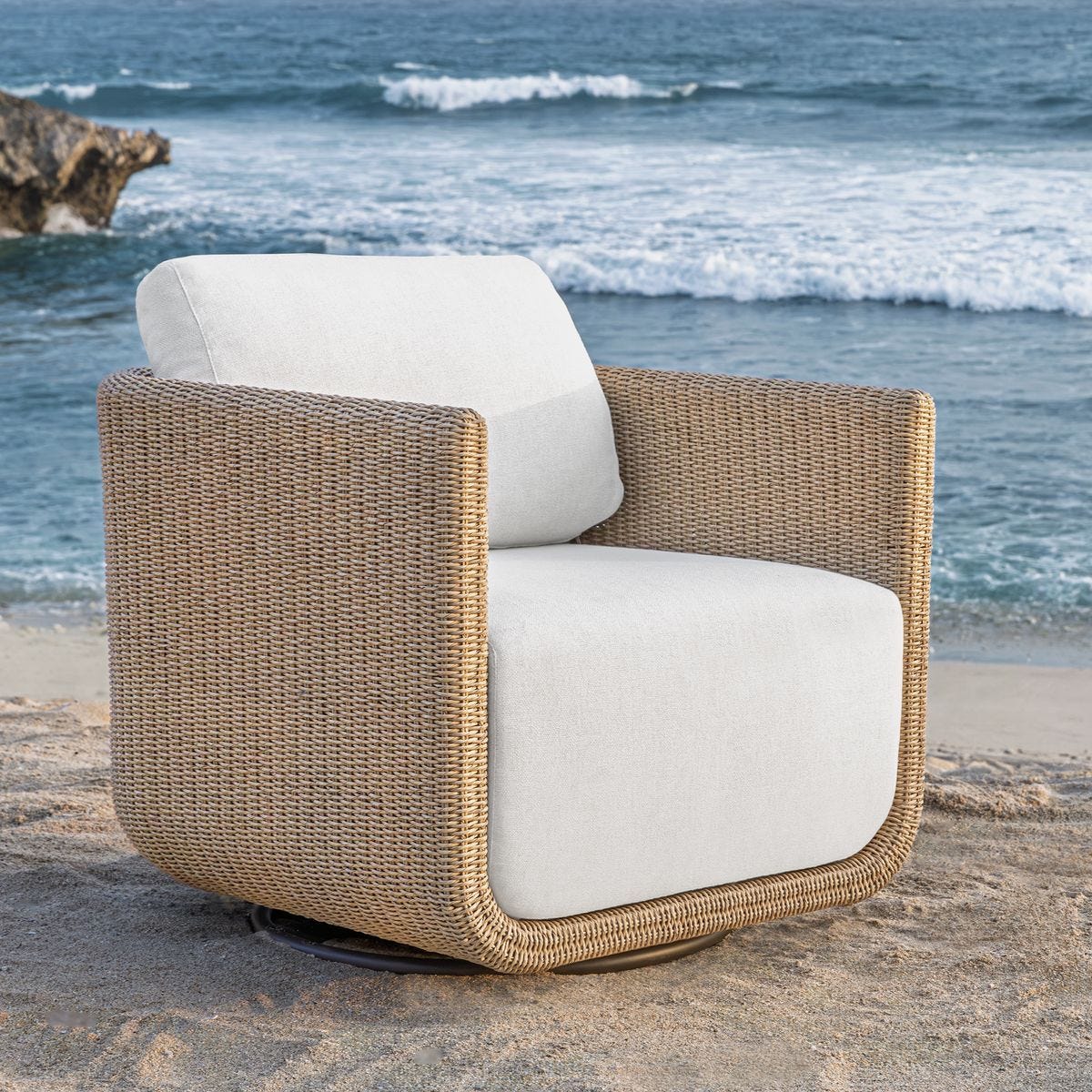Santorini Outdoor Swivel Lounge Chair - stylish lounge chairs for any room | Image 1 | InSTYLE Home & Rugs