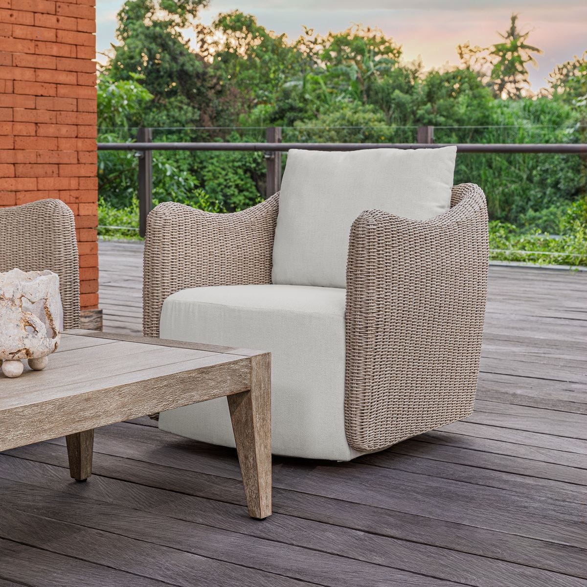 Sunset Outdoor Swivel Lounge Chair - perfect for casual unwinding | Image 1 | InSTYLE Home & Rugs